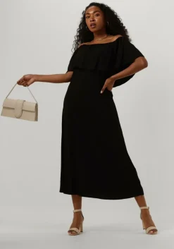 zwarte my essential wardrobe midi jurk sunnymw florence dress