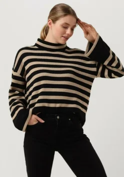 zwarte my essential wardrobe coltrui sila striped knit rollneck