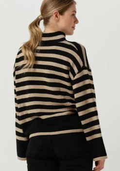 zwarte my essential wardrobe coltrui sila striped knit rollneck