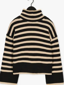 zwarte my essential wardrobe coltrui sila striped knit rollneck