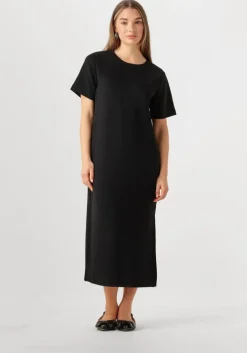 zwarte my essential wardrobe midi jurk hellamw r-neck long dress