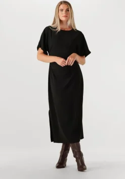 zwarte neo noir midi jurk miloine drape dress