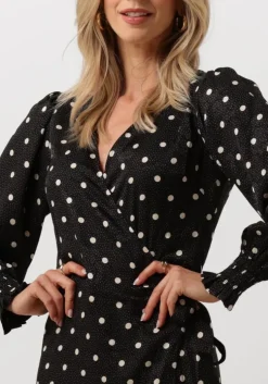 zwarte neo noir midi jurk eva retro dot dress