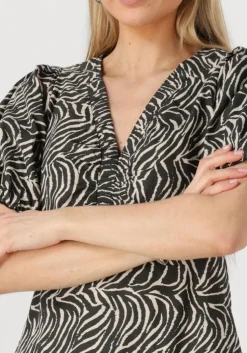 zwarte neo noir midi jurk illana zebra dress