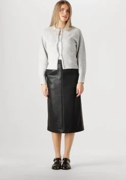 zwarte neo noir midirok netti faux leather skirt