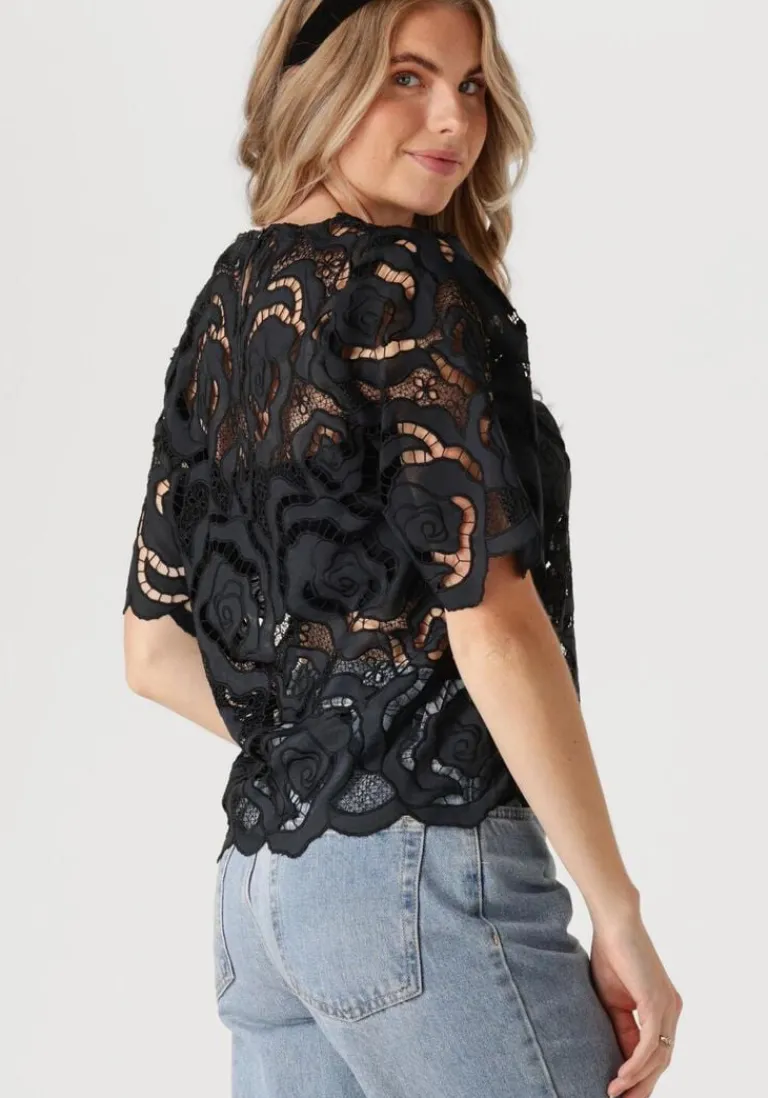 NEO NOIR e top trisha big lace blouse>DAMES Tops & T-Shirts