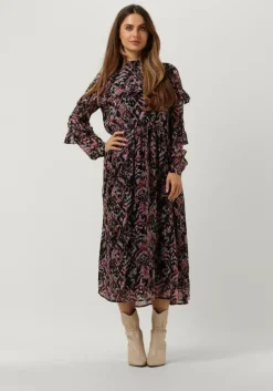 zwarte notes du nord midi jurk fabiola lurex midi dress