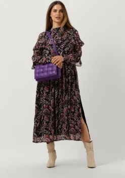 zwarte notes du nord midi jurk fabiola lurex midi dress