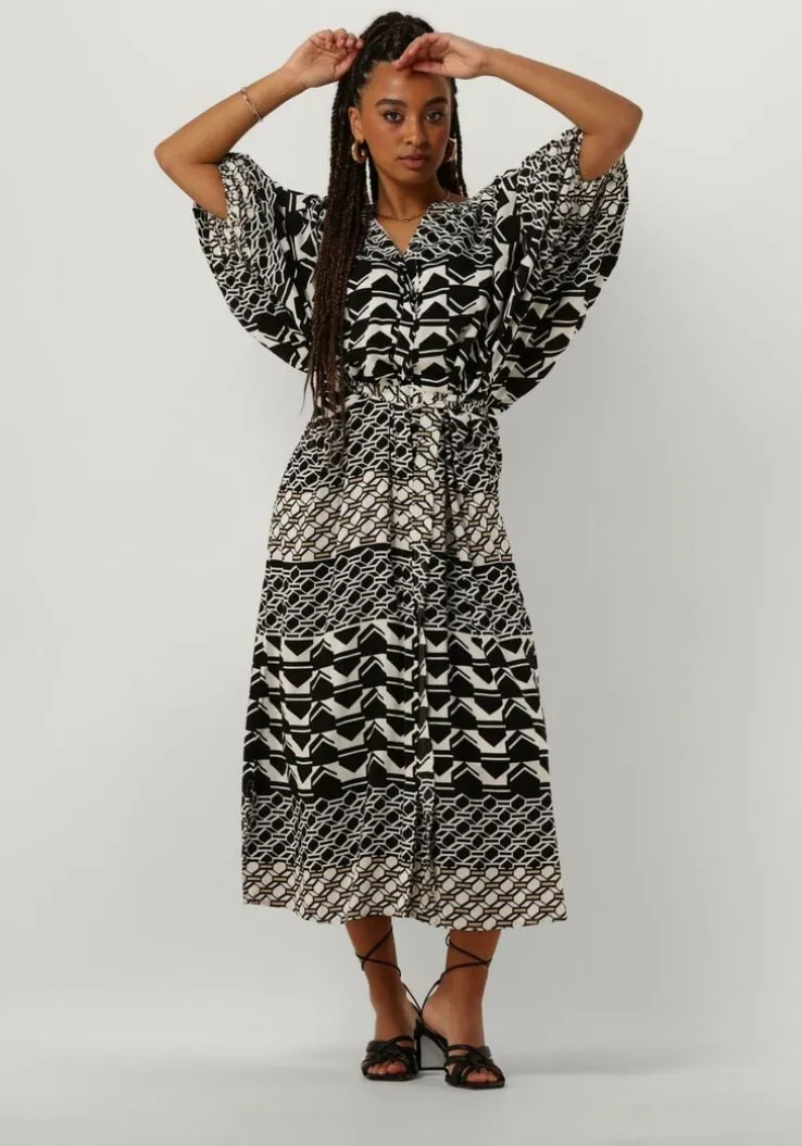 zwarte nukus midi jurk amelia dress graphic