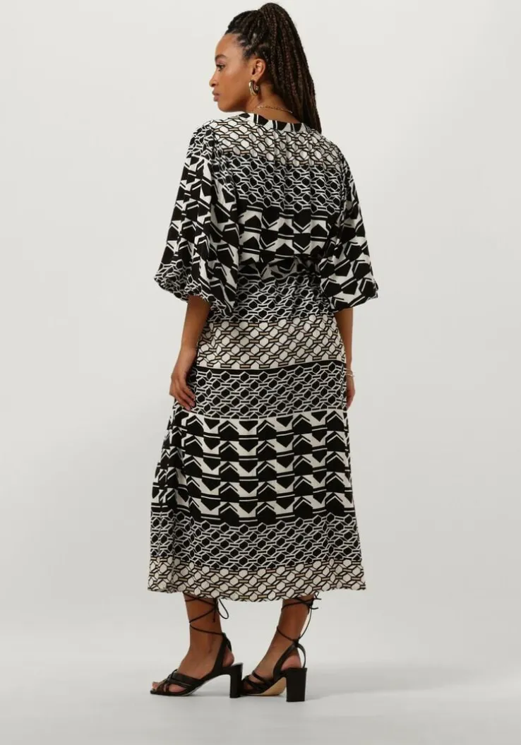 zwarte nukus midi jurk amelia dress graphic