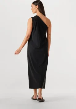 zwarte penn & ink midi jurk dress one shoulder