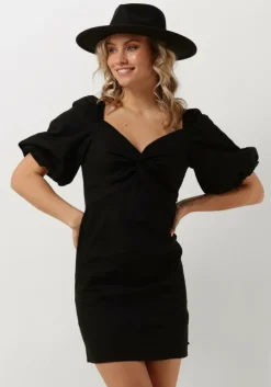 zwarte scotch & soda mini jurk mini dress with broderie anglaise sleeve