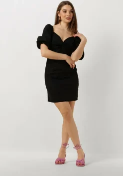 zwarte scotch & soda mini jurk mini dress with broderie anglaise sleeve