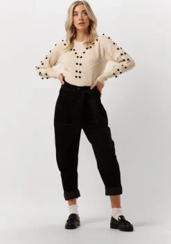 zwarte scotch & soda pantalon daisy - high rise straight leg paperbag trousers