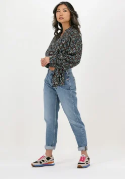 zwarte scotch & soda top printed long-sleeved recycled