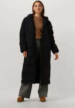 zwarte selected femme gewatteerde jas slfjanina long puffer coat