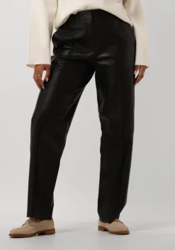 zwarte selected femme lange broeken slfannemai mw leather pant