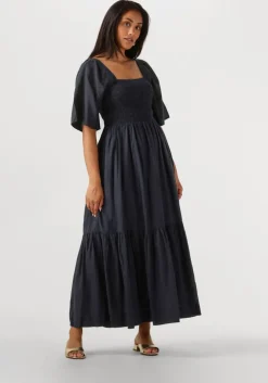 zwarte selected femme maxi jurk slfdora ss ankle dress