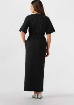 zwarte selected femme maxi jurk slfessential ss pocket ankle dress