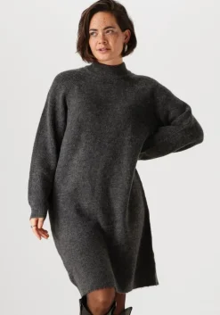 zwarte selected femme mini jurk slflulu ls high neck knit dress