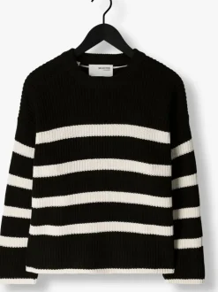 zwarte selected femme trui slfbloomie ls knit o-neck