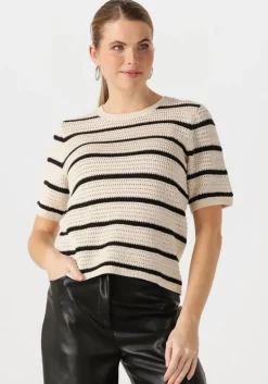 zwarte selected femme t-shirt slfvinna ss structure knit o-neck