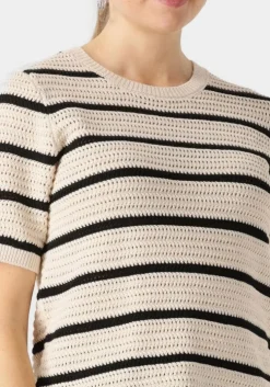 zwarte selected femme t-shirt slfvinna ss structure knit o-neck