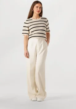 zwarte selected femme t-shirt slfvinna ss structure knit o-neck