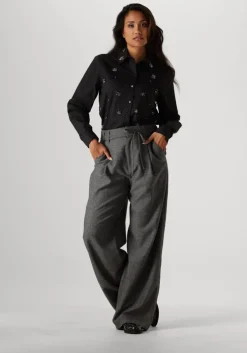 zwarte summum blouses blouse crispy poplin diamants