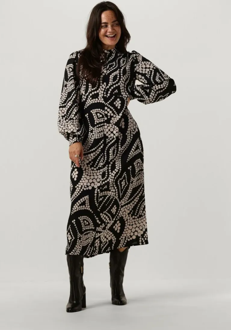 SUMMUM e midi jurk dress irregular dots hammered>DAMES Jurken