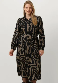 zwarte summum midi jurk dress abstract leaves