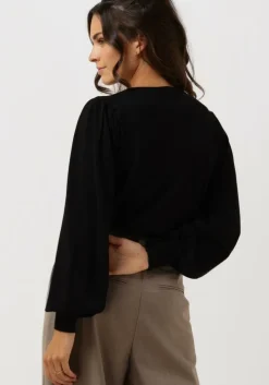 zwarte summum sweater puffy sleeve sweater basic knit