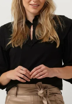 zwarte summum top jersey top 3/4 sleeve jersey and embroidery mic