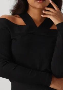 zwarte summum trui bare shoulder top dull