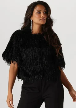 SUMMUM e vest shortsleeve jacket faux feather fur>DAMES Truien & Vesten
