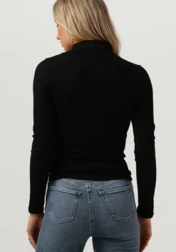 zwarte tommy hilfiger coltrui slim 5x2 rib roll-nk ls