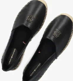 zwarte tommy hilfiger espadrilles th logo leather espadrille