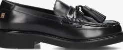 zwarte tommy hilfiger loafers tassel squarish toe lthr loafer