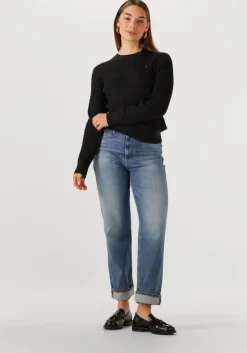 zwarte tommy hilfiger trui co cable fine gg c-nk ls swt