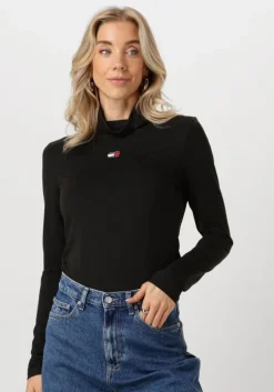 zwarte tommy jeans coltrui tjw slim badge mockneck