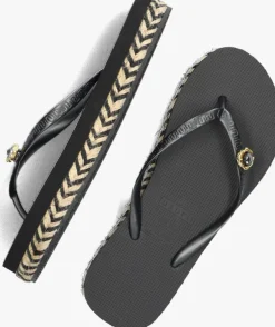 zwarte uzurii teenslippers raffia switch