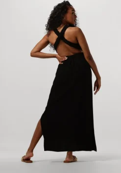 zwarte vanilia maxi jurk resort cross