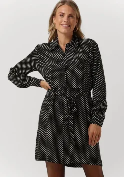 zwarte vanilia mini jurk dotted shirt dress