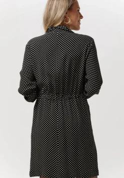 zwarte vanilia mini jurk dotted shirt dress