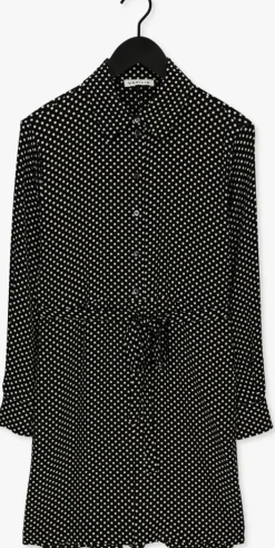 zwarte vanilia mini jurk dotted shirt dress