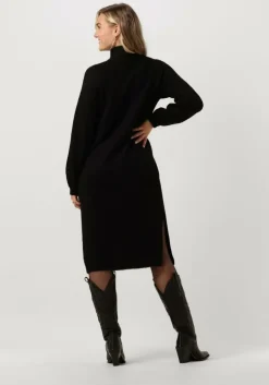 zwarte y.a.s. midi jurk yasbalis ls funnel knit dress