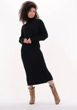 zwarte y.a.s. midi jurk yasmavi knit midi rollneck dress