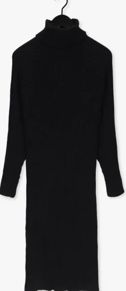 zwarte y.a.s. midi jurk yasmavi knit midi rollneck dress