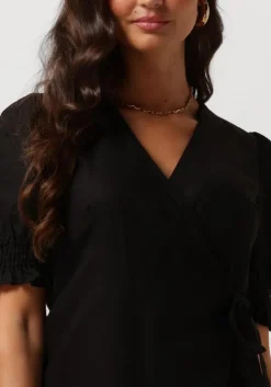 zwarte y.a.s. mini jurk yasflaxy ss wrap dress