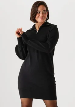 zwarte y.a.s. mini jurk yasshanti ls zip knit dress